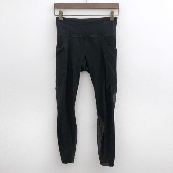 ATHLETA Black Side Pocket High Rise Legging Mesh Small Size - Picture 1 of 11